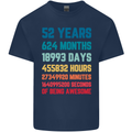 52nd Birthday 52 Year Old Mens Cotton T-Shirt Tee Top Navy Blue