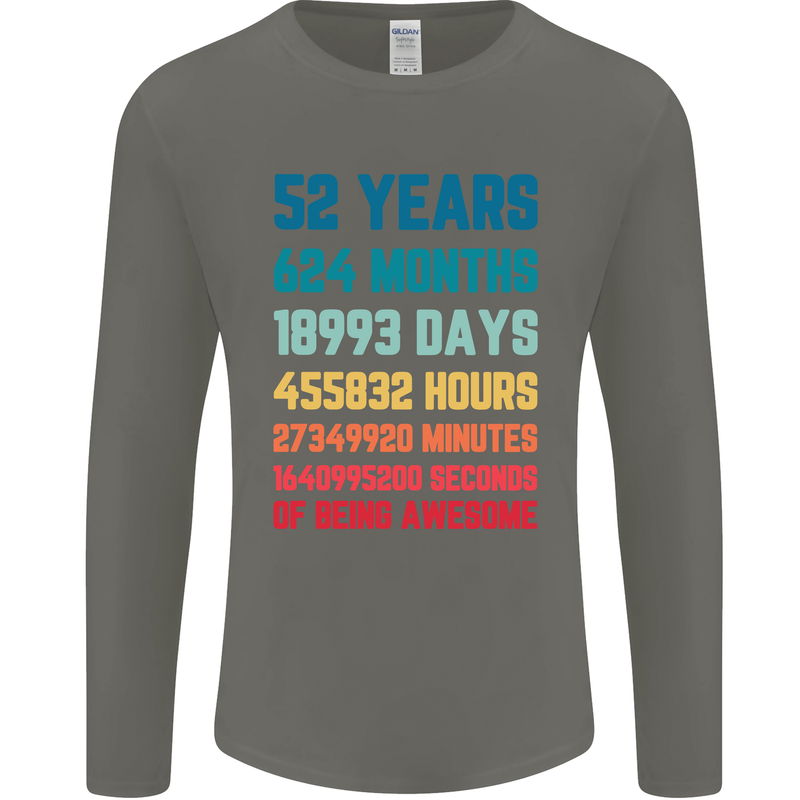 52nd Birthday 52 Year Old Mens Long Sleeve T-Shirt Charcoal