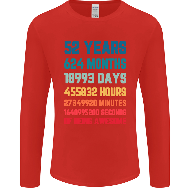 52nd Birthday 52 Year Old Mens Long Sleeve T-Shirt Red