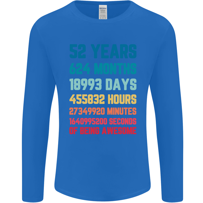 52nd Birthday 52 Year Old Mens Long Sleeve T-Shirt Royal Blue
