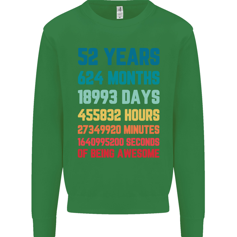 52nd Birthday 52 Year Old Mens Sweatshirt Jumper Irish Green