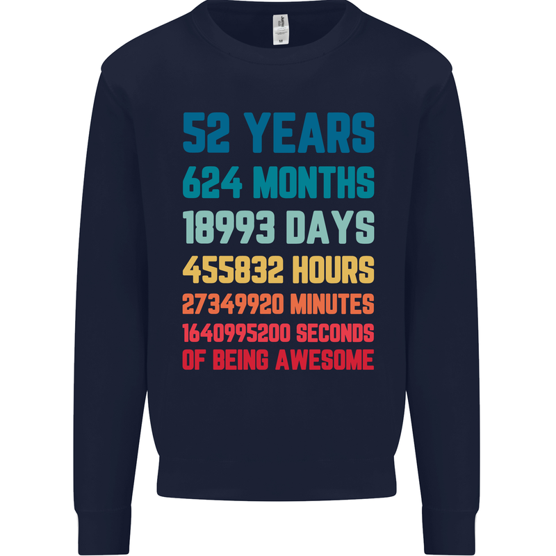 52nd Birthday 52 Year Old Mens Sweatshirt Jumper Navy Blue