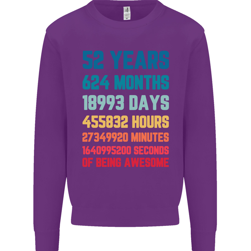 52nd Birthday 52 Year Old Mens Sweatshirt Jumper Purple