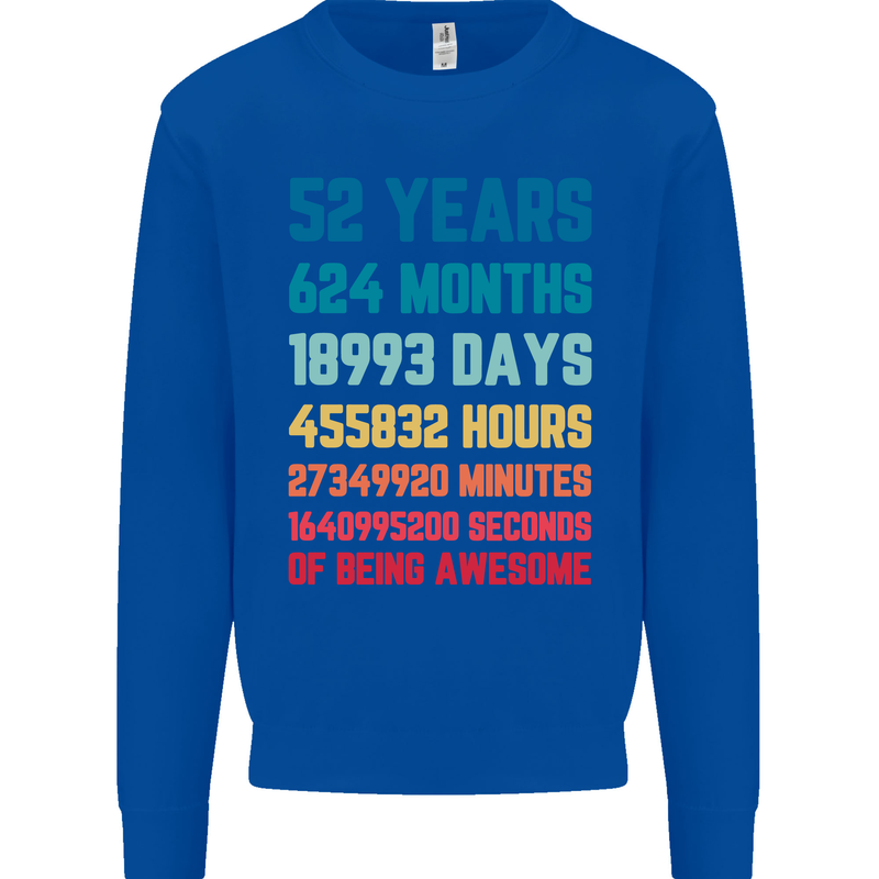 52nd Birthday 52 Year Old Mens Sweatshirt Jumper Royal Blue