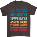 52nd Birthday 52 Year Old Mens T-Shirt 100% Cotton Dark Chocolate