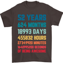 52nd Birthday 52 Year Old Mens T-Shirt 100% Cotton Dark Chocolate