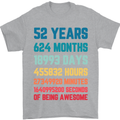 52nd Birthday 52 Year Old Mens T-Shirt 100% Cotton Sports Grey