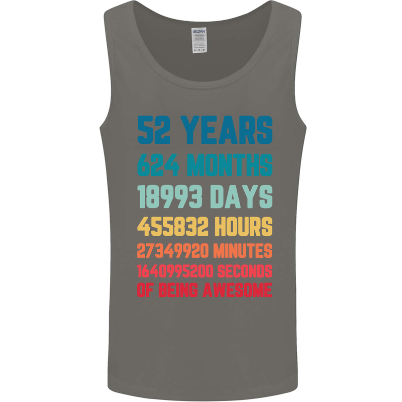 52nd Birthday 52 Year Old Mens Vest Tank Top Charcoal