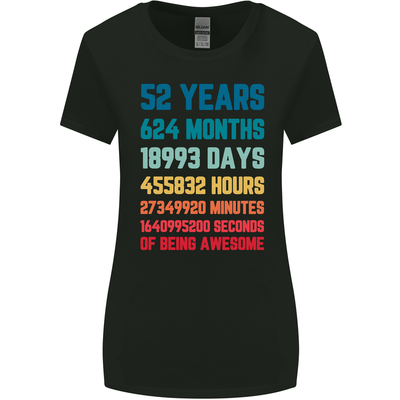 52nd Birthday 52 Year Old Womens Wider Cut T-Shirt Black