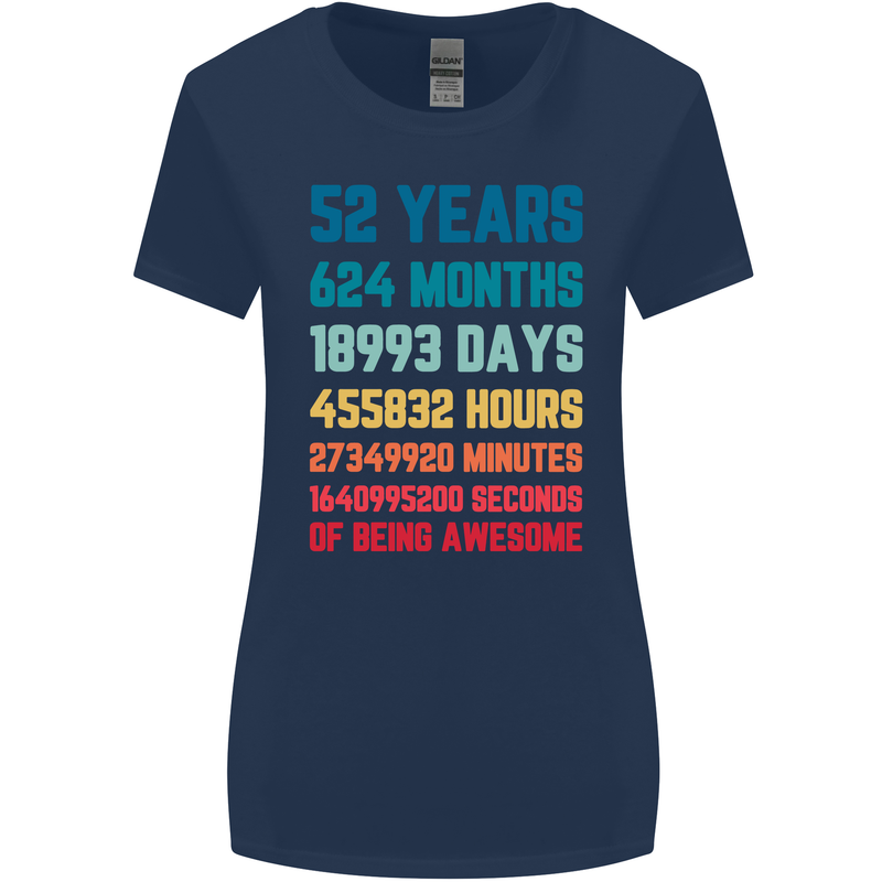 52nd Birthday 52 Year Old Womens Wider Cut T-Shirt Navy Blue