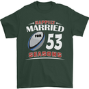 53 Year Wedding Anniversary 53rd Rugby Mens T-Shirt 100% Cotton Forest Green