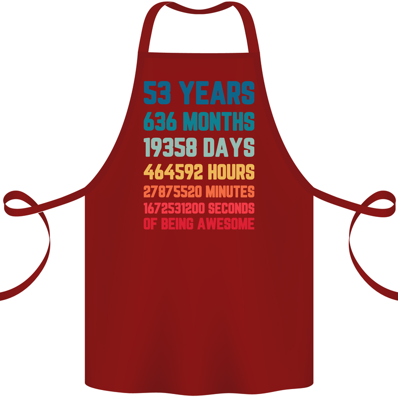 53rd Birthday 53 Year Old Cotton Apron 100% Organic Maroon