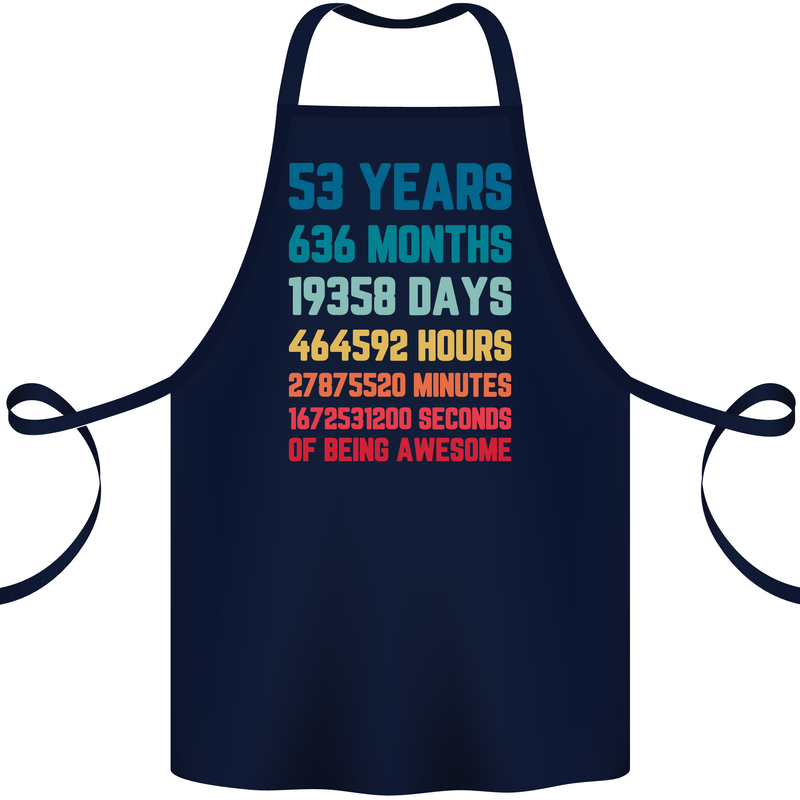 53rd Birthday 53 Year Old Cotton Apron 100% Organic Navy Blue
