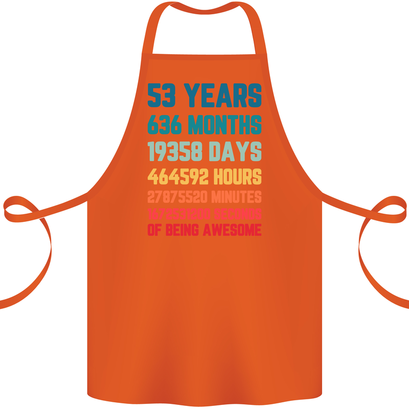 53rd Birthday 53 Year Old Cotton Apron 100% Organic Orange
