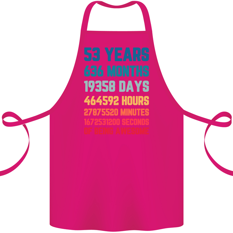 53rd Birthday 53 Year Old Cotton Apron 100% Organic Pink