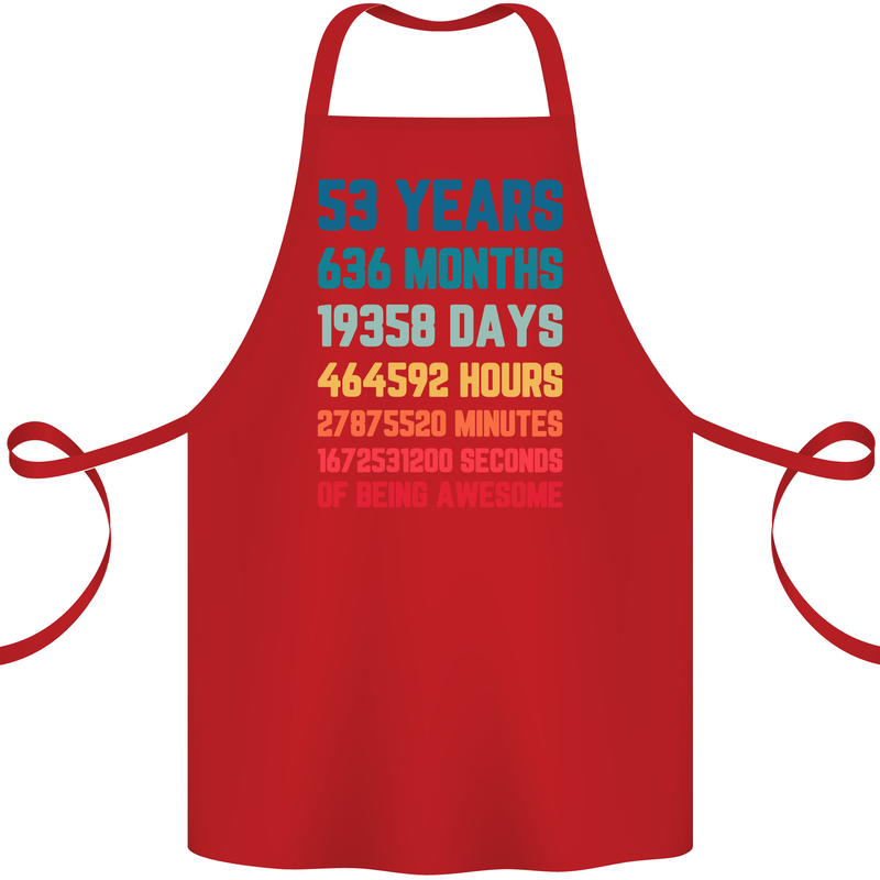 53rd Birthday 53 Year Old Cotton Apron 100% Organic Red