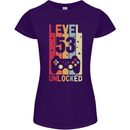 53rd Birthday 53 Year Old Level Up Gamming Womens Petite Cut T-Shirt Purple
