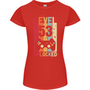 53rd Birthday 53 Year Old Level Up Gamming Womens Petite Cut T-Shirt Red