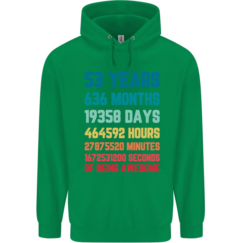 53rd Birthday 53 Year Old Mens 80% Cotton Hoodie Irish Green