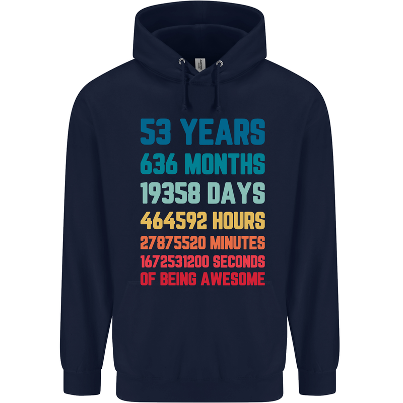 53rd Birthday 53 Year Old Mens 80% Cotton Hoodie Navy Blue
