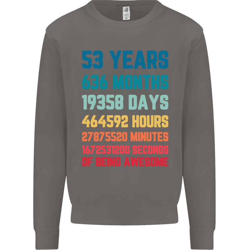 53rd Birthday 53 Year Old Mens Sweatshirt Jumper Charcoal