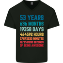 53rd Birthday 53 Year Old Mens V-Neck Cotton T-Shirt Black