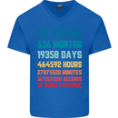 53rd Birthday 53 Year Old Mens V-Neck Cotton T-Shirt Royal Blue