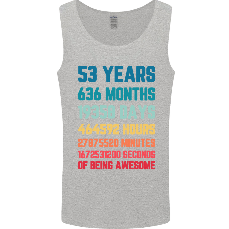 53rd Birthday 53 Year Old Mens Vest Tank Top Sports Grey