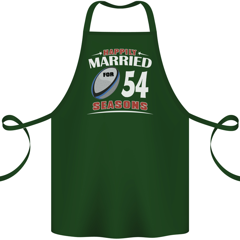 54 Year Wedding Anniversary 54th Rugby Cotton Apron 100% Organic Forest Green