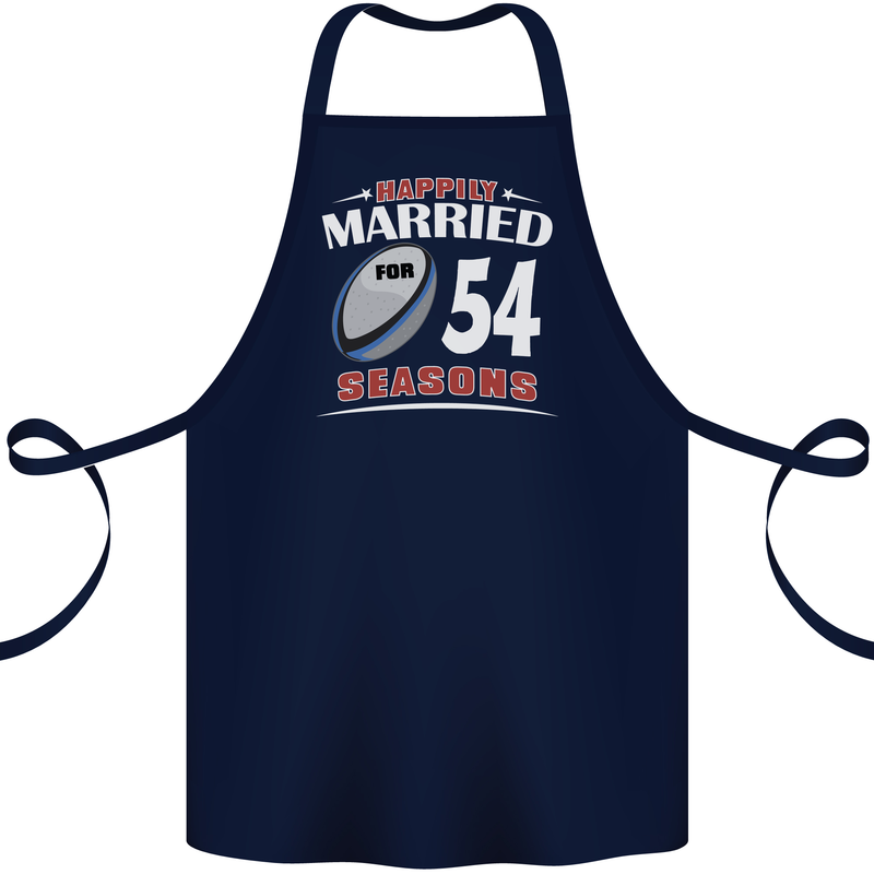 54 Year Wedding Anniversary 54th Rugby Cotton Apron 100% Organic Navy Blue