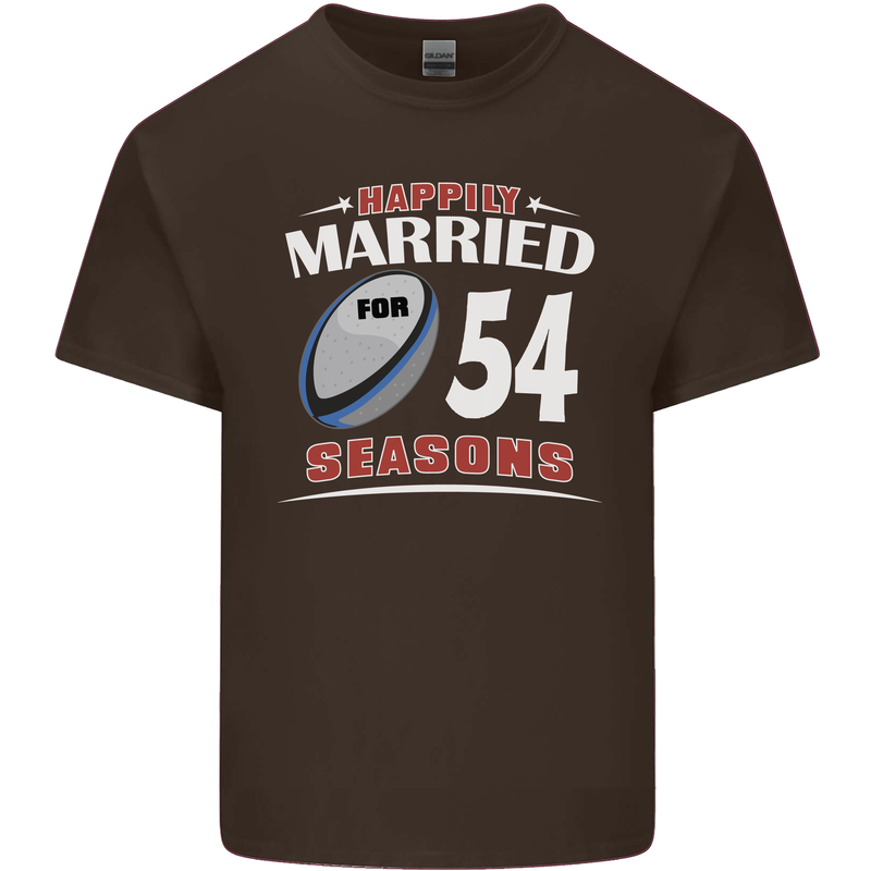 54 Year Wedding Anniversary 54th Rugby Mens Cotton T-Shirt Tee Top Dark Chocolate