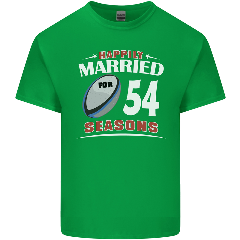 54 Year Wedding Anniversary 54th Rugby Mens Cotton T-Shirt Tee Top Irish Green