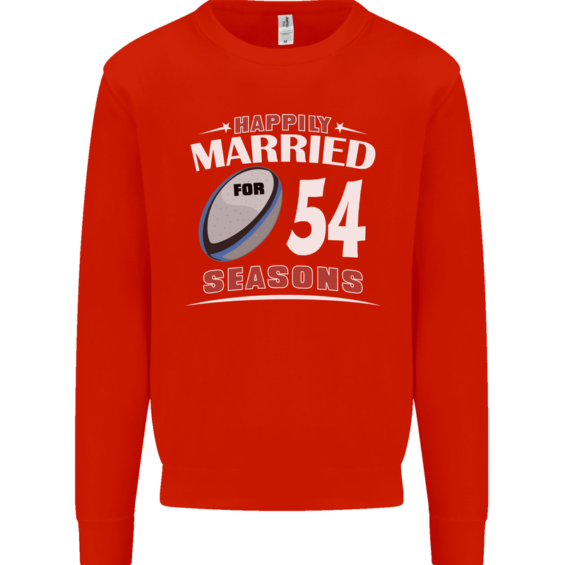 54 Year Wedding Anniversary 54th Rugby Mens Sweatshirt Jumper Bright Red