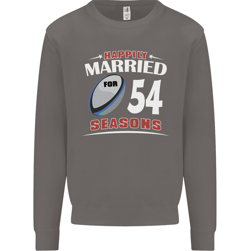 54 Year Wedding Anniversary 54th Rugby Mens Sweatshirt Jumper Charcoal