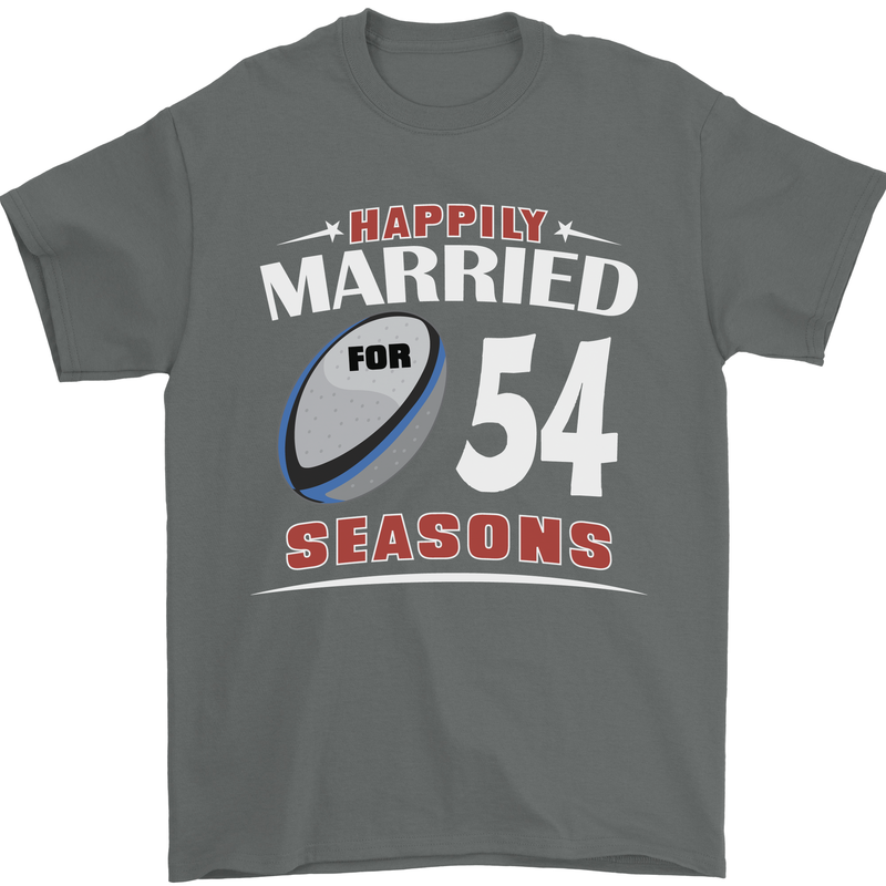 54 Year Wedding Anniversary 54th Rugby Mens T-Shirt 100% Cotton Charcoal