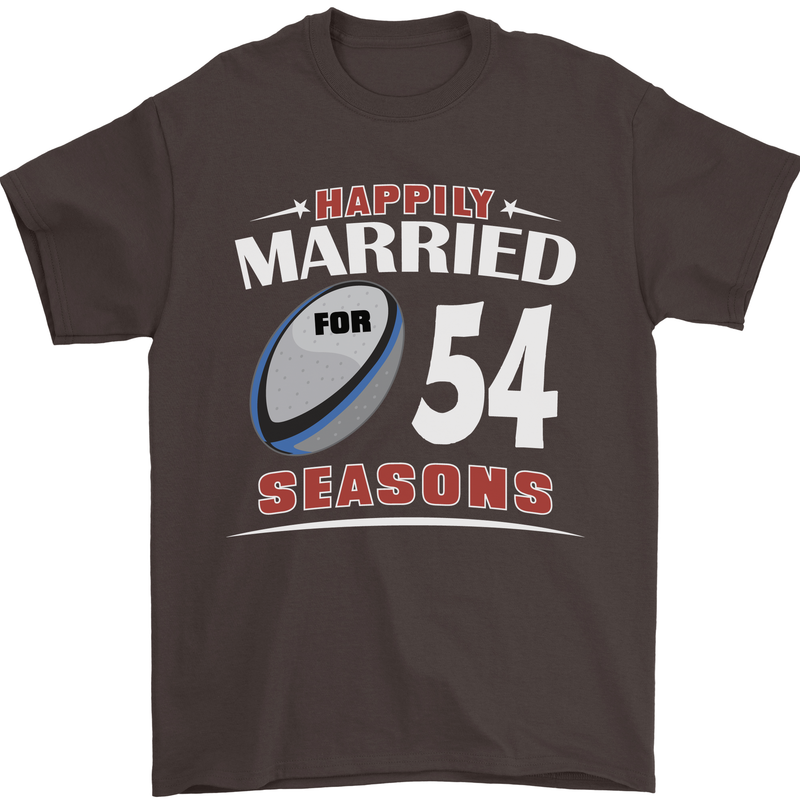 54 Year Wedding Anniversary 54th Rugby Mens T-Shirt 100% Cotton Dark Chocolate