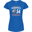 54 Year Wedding Anniversary 54th Rugby Womens Petite Cut T-Shirt Royal Blue