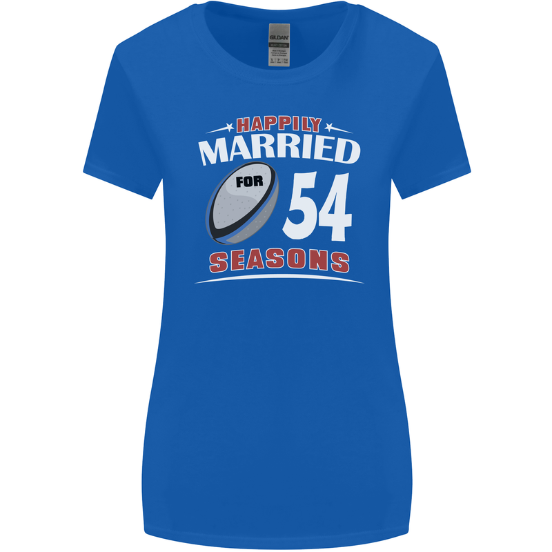 54 Year Wedding Anniversary 54th Rugby Womens Wider Cut T-Shirt Royal Blue