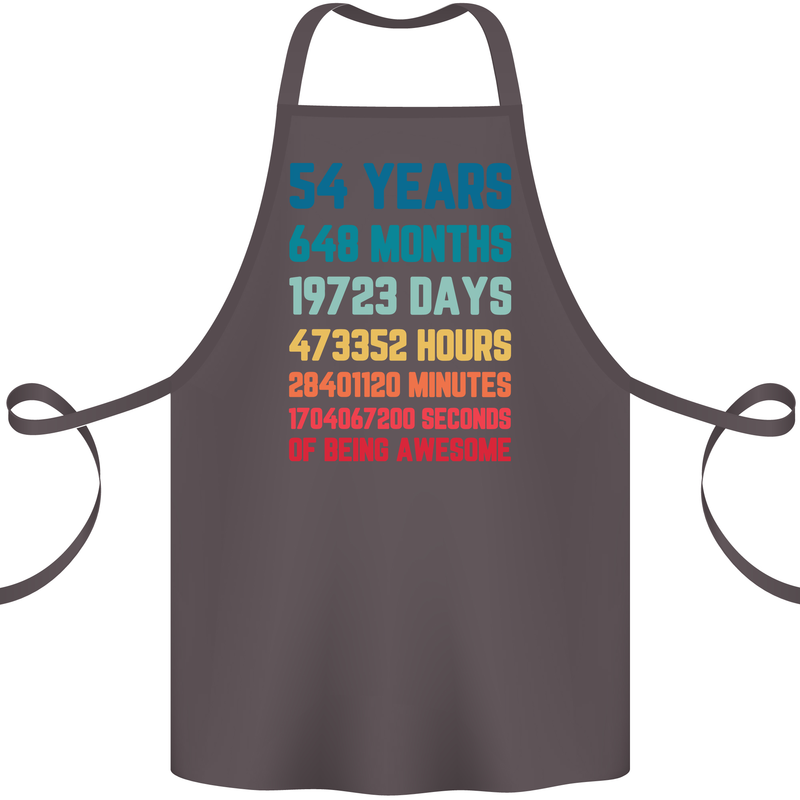 54th Birthday 54 Year Old Cotton Apron 100% Organic Dark Grey