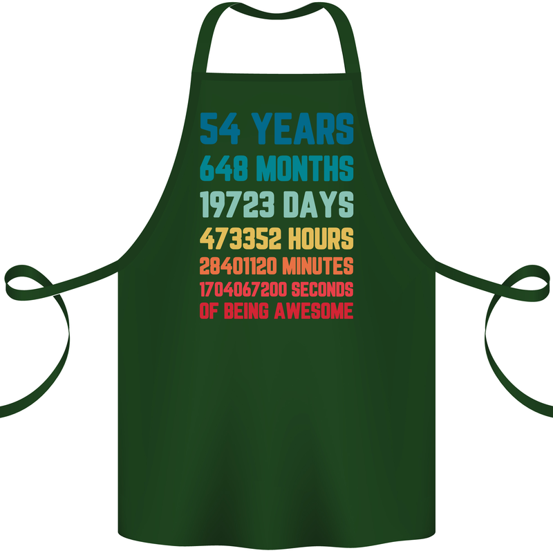 54th Birthday 54 Year Old Cotton Apron 100% Organic Forest Green