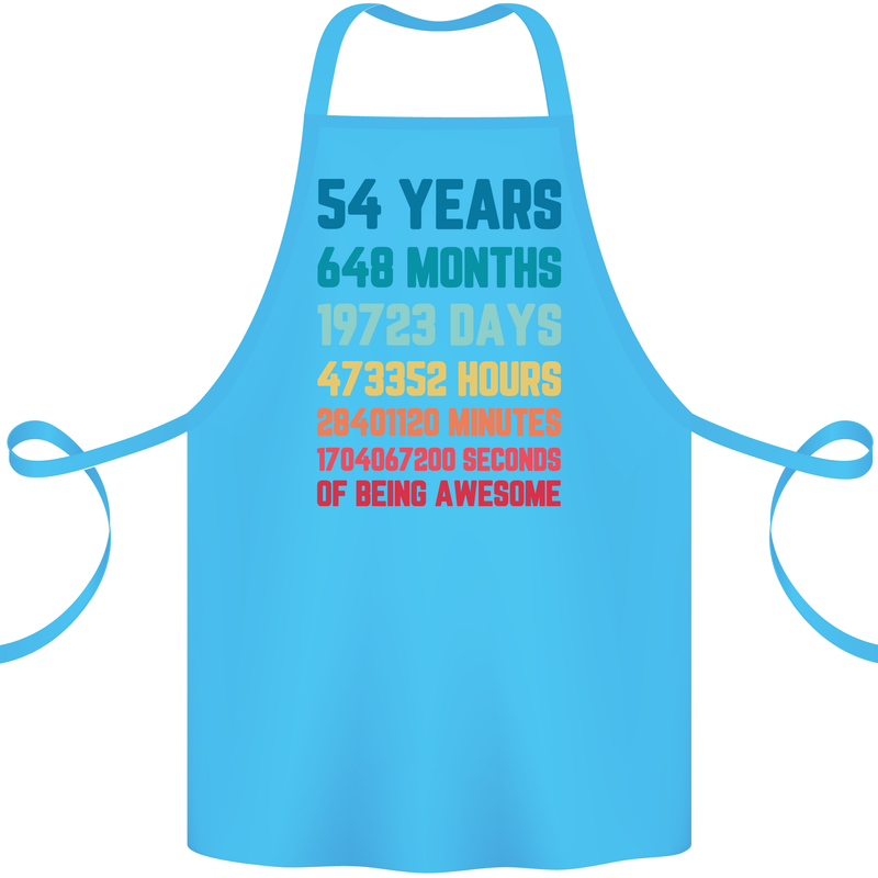 54th Birthday 54 Year Old Cotton Apron 100% Organic Turquoise