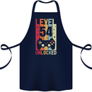 54th Birthday 54 Year Old Level Up Gamming Cotton Apron 100% Organic Navy Blue