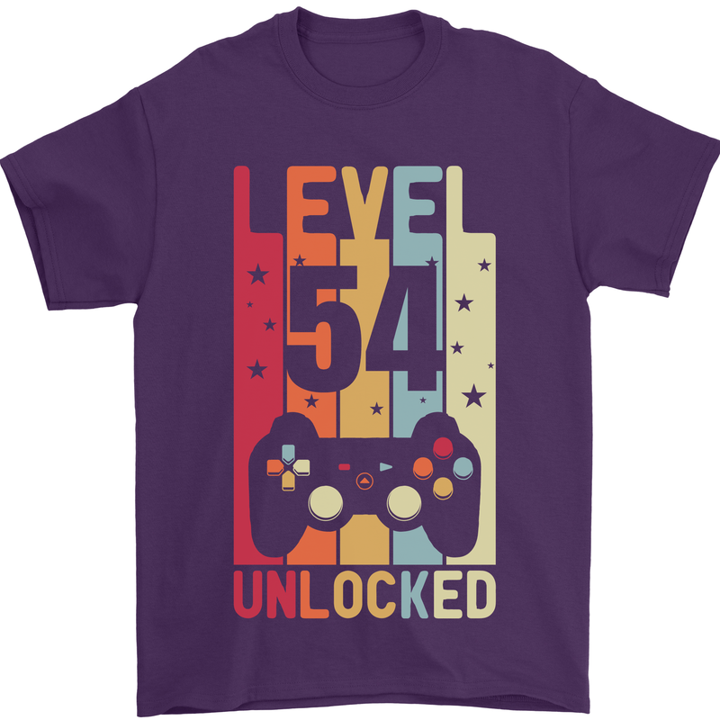 54th Birthday 54 Year Old Level Up Gamming Mens T-Shirt 100% Cotton Purple