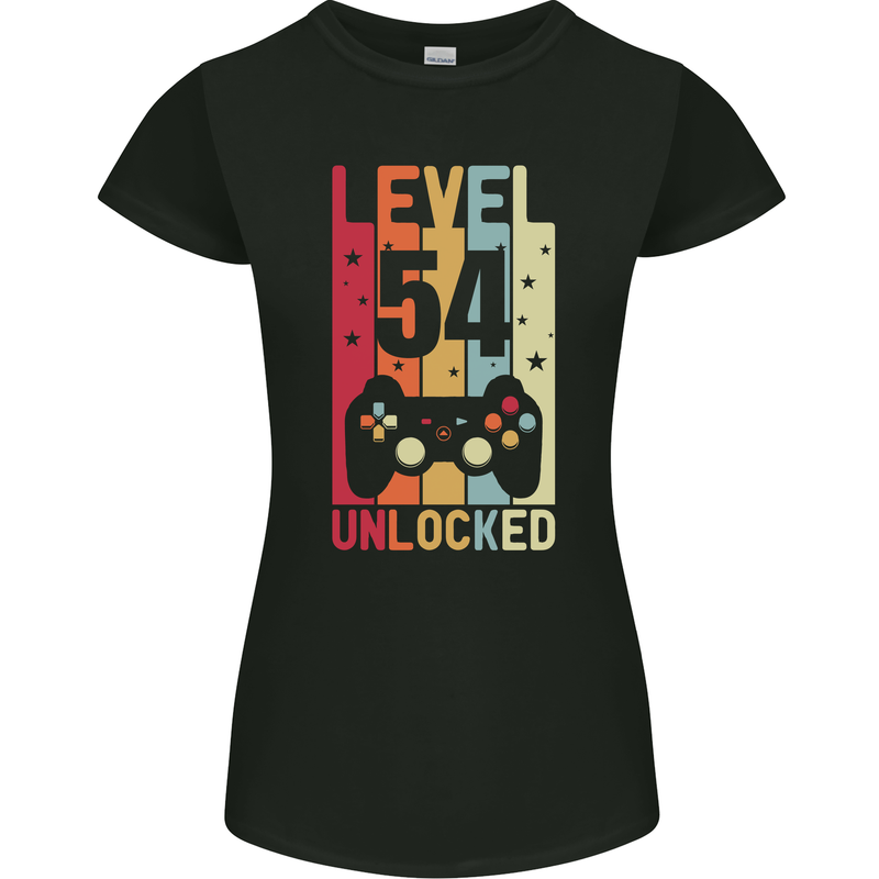 54th Birthday 54 Year Old Level Up Gamming Womens Petite Cut T-Shirt Black