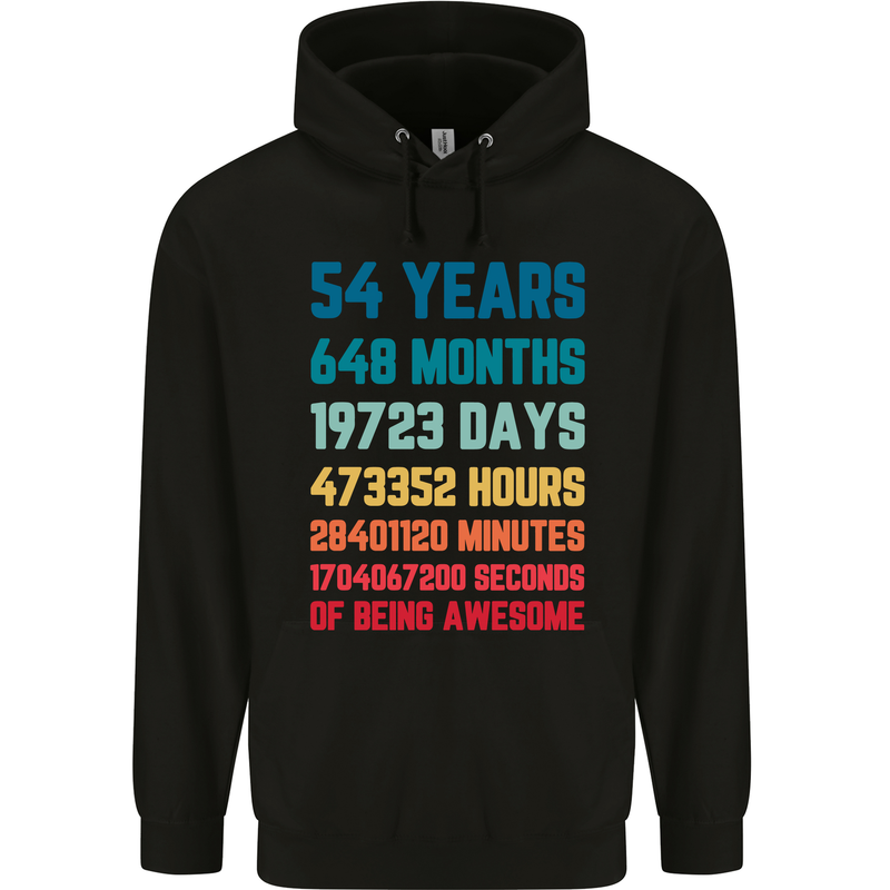 54th Birthday 54 Year Old Mens 80% Cotton Hoodie Black