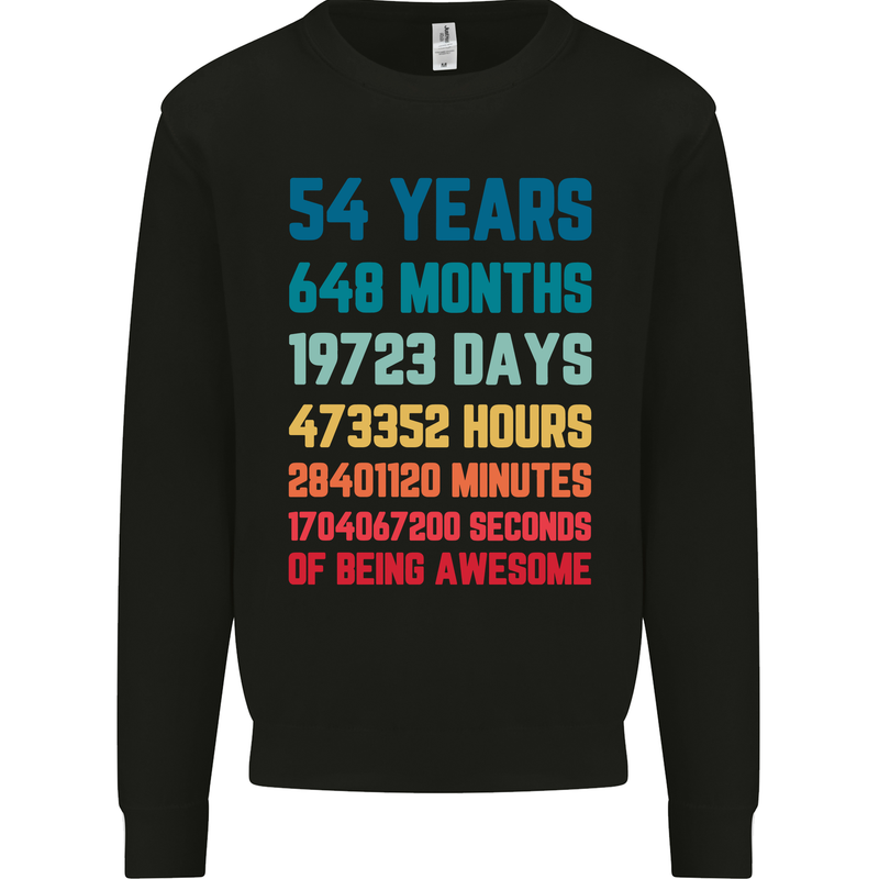 54th Birthday 54 Year Old Mens Sweatshirt Jumper Black