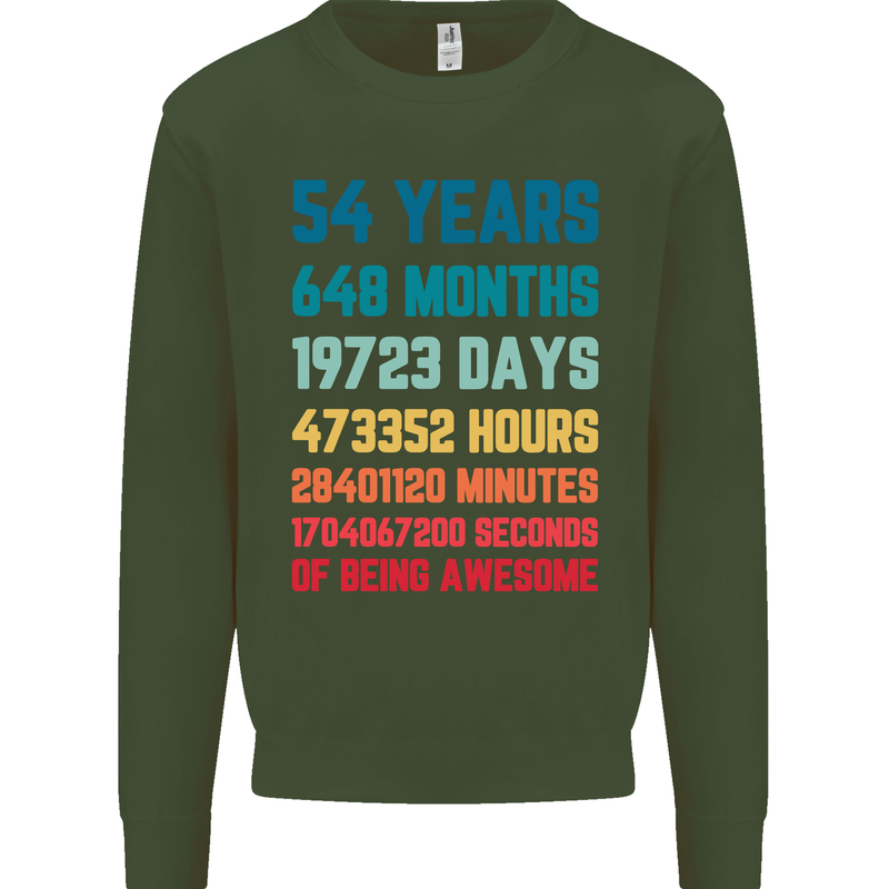 54th Birthday 54 Year Old Mens Sweatshirt Jumper Forest Green