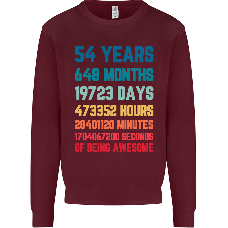 54th Birthday 54 Year Old Mens Sweatshirt Jumper Maroon