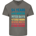 54th Birthday 54 Year Old Mens V-Neck Cotton T-Shirt Charcoal