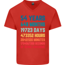 54th Birthday 54 Year Old Mens V-Neck Cotton T-Shirt Red